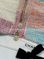 Chanel 25M Early Fall Collection 🌈 Macaron Color-Block Vest - Terry Fabric Hooded Sleeveless Top & V-Cardigan - Image 27