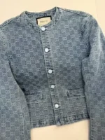 Gucci 2025SS Spring/Summer Collection ❕ GG Logo Burnout Denim Jacket - Embroidered Pocket Detail - Image 11