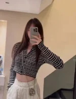 Louis Vuitton 2025SS Spring/Summer Collection 🖤 Must-Have "Spicy Girl" Top - Striped Shell Jacquard Knit Cardigan & Tee - Image 13