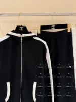 Chanel 2025C Early Spring Collection ❕ Cashmere Edition Lounge Set - Minimalist Contrast-Hem Hooded Coat & Wide-Leg Pants - Image 31
