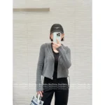 Dior 2025SS Early Fall Collection 🩶 Premium Gray Hooded Cardigan - Embroidered Logo Zip-Up w/ Cashmere-Wool Blend - Image 23