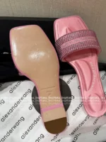 ALEXANDERWANG 2025SS Spring/Summer Collection 🎀 Crystal-Embellished Logo Slides - Leather-Sole Women's Sandals - Image 28
