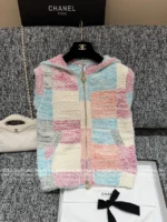Chanel 25M Early Fall Collection 🌈 Macaron Color-Block Vest - Terry Fabric Hooded Sleeveless Top & V-Cardigan - Image 24