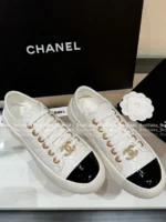 Chanel 2025B Early Fall Collection 🔍 Platform Biscuit Sneakers - Metallic Logo & Color-Block Design (3 Colors) - Image 29