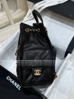 Chanel 25/26 Fall/Winter Collection 🖤 25Bag Drawstring Backpack - Caviar Leather Mini Backpack w/ Chain Strap ⛓️🎒 - Image 17