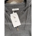 Dior 2025SS Early Fall Collection 🩶 Premium Gray Hooded Cardigan - Embroidered Logo Zip-Up w/ Cashmere-Wool Blend - Image 21