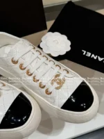 Chanel 2025B Early Fall Collection 🔍 Platform Biscuit Sneakers - Metallic Logo & Color-Block Design (3 Colors) - Image 28