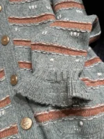 Chanel 24K Haute Atelier Collection 🤎 100% Cashmere Cardigan - V-Neck Striped Knit with Beaded Ruffle Sleeves - Image 32