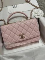 Chanel 2025S Sakura Pink Collection 🌸 Trendy CC Chain Bag - Heavy Crystal Letter Logo & Handle ⛓️