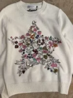 Dior 2025 Early Autumn Collection ⭐️ Colorful Yarn Jacquard Logo Sweater - Round Neck Star-Pattern Wool Knit Women's Pullover - Image 20