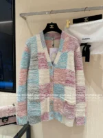 Chanel 25M Early Fall Collection 🌈 Macaron Color-Block Vest - Terry Fabric Hooded Sleeveless Top & V-Cardigan - Image 18