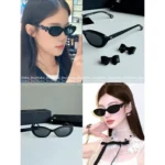 Chanel 25B Detachable Leather Bow Glasses 🎀 Round Frame Cat-Eye Sunglasses - Celebrity Inspired 🕶️