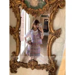 Chanel 2025S Early Spring Runway Collection 💗 Haute Tweed Coord Set - Imported Colorful Bouclé w/ Printed Lining