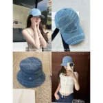 Chanel In Stock❗️ 25C Spring/Summer Collection 🧢 Heavy Denim Pearl-Embroidered Cap - Fisherman/Baseball Style w/ Logo & UV Protection
