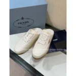 Prada Lazy Girl’s Favorite! 2025S New △ Triangle Logo Genuine Leather / Metallic Accent Lace-Up Mules for Women