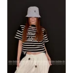 Louis Vuitton 2025SS Early Fall Collection 🔍 Jacquard Logo Stripe Tee - Round Neck Short Sleeve Knit Top