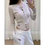 Vivienne Westwood 2025SS Early Fall Collection 🪐 Curved Embroidery Logo Top - Vertical Stripe Button-Down Stretch Knit