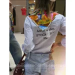 ACNE STUDIOS 2025 Early Spring Collection 🆕 Classic 1996 Back Print Shirt Jacket - Notch Collar Vertical Stripe Blouse for Women