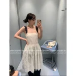 miumiu 2025SE Spring/Summer Collection 🤍 All-Over Embossed Logo Shift Dress - Sleeveless A-Line Silhouette w/ Slimming Effect