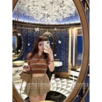 miumiu 2025 Spring/Summer Collection 🐻 Maillard Tone Polo Tee - American Retro Hot Girl Style w/ Notch Collar & Striped Jacquard Logo