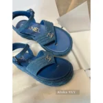 Chanel 2025C Resort Collection 💙 Platform Denim Sandals - 4.5cm Lift Sole w/ Lambskin Lining & Heavyweight Denim