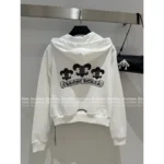 CHROME HEARTS 2025 Early Fall Collection 🤍 Cropped Sanskrit Print Hoodie - Cross Zip-Up Casual Sweatshirt