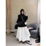Chanel 25 Autumn/Winter Collection 🔍 Black Hooded Pocket Tweed Knit Coat Loose Fit