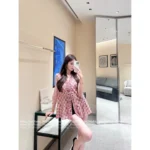 Chanel Vintage-Inspired Top 🍓 Ruffled Hem V-Neck Sleeveless Blouse - Strawberry Logo Print