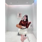 miumiu 25SS Early Fall Collection 🐻 Fake Two-Layer Knit Sweater - Preppy Brown Letter Logo Cropped Pullover - Image 11