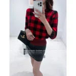 Louis Vuitton 2025SS Early Fall Collection ♥️ Women's Metal Logo Wool Blend Sweater - Round Neck Plaid Jacquard Pullover/Cardigan - Image 6