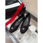 Chanel 2025P Early Spring Collection 🖤 Classic Color-Block Ballet Flats - Round Toe w/ Crystal Butterfly Logo & Full-Grain Leather - Image 4