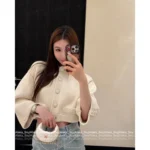 Chanel 2025A Early Spring Collection 🌸 Runway Chunky Knit Cardigan - Cropped Cream Cable Knit w/ Pockets - Image 3