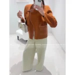 Hermes 2025 Fall/Winter Collection 🍊 Handcrafted Equestrian Coat - Sheepskin & Double-Faced Wool Blend w/ Embroidery - Image 3