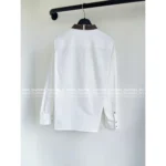 Louis Vuitton 2025SS Early Fall Collection 🤍 Women's White Shirt with Leather Trim - Genuine Leather Collar & Metal Button Details - Image 13