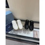 Prada Lazy Girl’s Favorite! 2025S New △ Triangle Logo Genuine Leather / Metallic Accent Lace-Up Mules for Women - Image 14