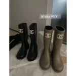 Chanel NEW Colorway / Must-Have Classic! 🫒 Olive Green Rain Boots - High-End Style, Worn by Influencers & Models (Tall Version) - Image 9