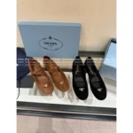 Prada 2025SS Early Fall Collection 🍂 Classic Inverted Triangle Logo Mary Janes - Suede Round-Toe Single-Buckle Shoes - Image 6