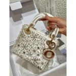 Dior Personal Collection~ Socialite's Treasured Piece ⭐️ 2025 Limited Edition Silk Satin Embroidered Beaded Snowflake Lady Dior Bag - Gift Box Packaging - Image 15