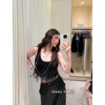 Chanel Dust Bag Packaging 🤍 25S Spring/Summer Runway Collection - Heavy Crystal Feather Fringe Vest (with Silk Blend) - Sleeveless Knit Top for Women (Soft & Non-Irritating) - Image 10
