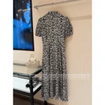 miumiu "French Retro Cottagecore Style" 🌼 2025SS Spring/Summer Collection - Bubble Sleeve Bow Tie V-Neck Print Maxi Dress - Image 2