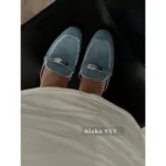Hermes 2025 Early Spring Collection 🍊 H+ Heavy Denim Slide-Ons - Flat Comfort Loafers w/ Signature H Logo (Kelly Style) - Image 8