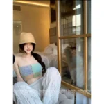 Chanel 2025S Spring/Summer Collection 🌈 Macaron Color-Block Tube Top - Ultra-Cropped Terry Fabric w/ Dust Bag - Image 6