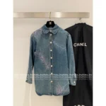 Chanel 2025C Spring/Summer Collection 🌈 Couture Feather-Embellished Denim Shirt - Ombré Crystal Wash & 3D Plume Detailing 🪶 - Image 15