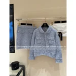 Chanel 25B FW Artisan Lace Cardigan Set 🩵 Hand-Embroidered Knit & Skirt with Silk Lining** - Image 12