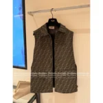 FENDI Early Fall 2025 Collection Classic Jacquard Logo Sleeveless Belted Mid-Length Vest for Women - Image 2