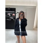 Chanel 25 Autumn/Winter Collection 🔍 Black Hooded Pocket Tweed Knit Coat Loose Fit - Image 15