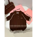 miumiu 2025SS Spring/Summer Collection 🤎 Polo Collar Knit Tee - Wool-Tencel Blend with Jacquard Logo - Image 11