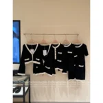 Chanel 2025A Spring/Summer Collection 🖤 Classic Black & White Contrast - 100% Imported Wool Knit Series (Short Sleeve/Dress/Cardigan/Full Collection) - Image 8