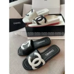 Chanel 2025A Black & White Contrast Slides 🐼 Oversized Logo Slip-On Sandals - Vintage Compagnie Style - Image 10