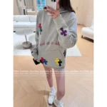 CHROME HEARTS 2025SS Early Fall Collection 🌈 Grey Hoodie with Leather Cross Logo - Oversized Cotton Blend & Functional Pockets - Image 8